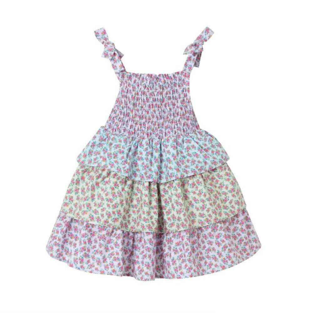 Andy and Evan floral Tiered smocked sundress Pink and Purple  size 3T NWOT